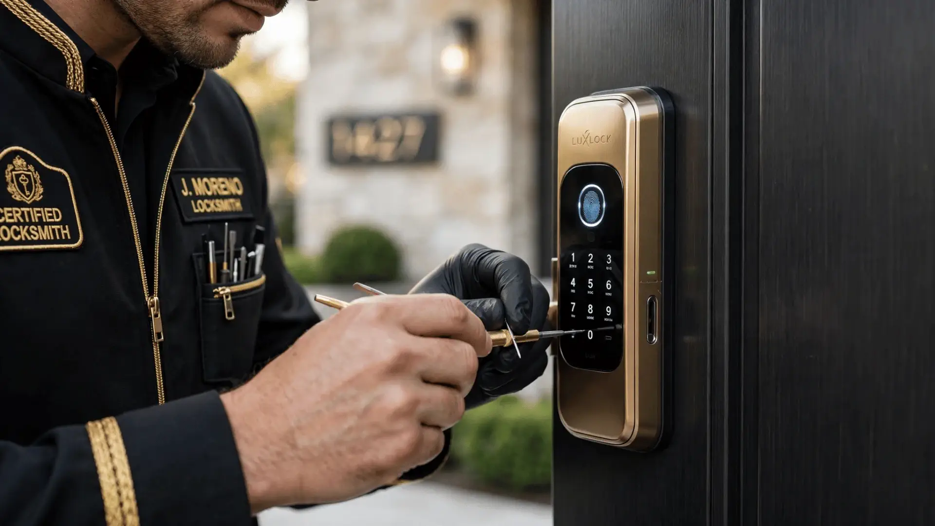 Expert Key Max locksmith installing commercial door hardware in Columbus, Ohio